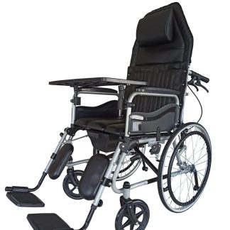 KARMA RYDER 8 MWC-CR RECLINING COMMODE WHEELCHAIR WITH TABLE FOOD TRAY