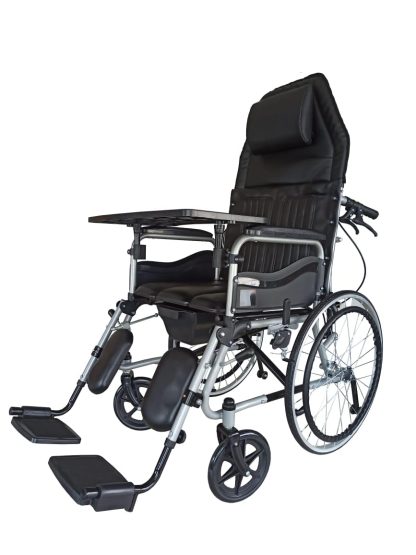 KARMA RYDER 8 MWC-CR RECLINING COMMODE WHEELCHAIR WITH TABLE FOOD TRAY