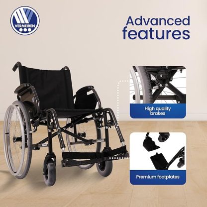 VERMEIREN JAZZ S50 Premium Foldable Wheelchair, Adjustable Hands & Legs, Sturdy Frame, Flexible & Foldable, Upto130Kg Weight Capacity - Belgium Technology, Made in India - Image 4