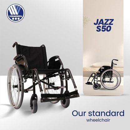 VERMEIREN JAZZ S50 Premium Foldable Wheelchair, Adjustable Hands & Legs, Sturdy Frame, Flexible & Foldable, Upto130Kg Weight Capacity - Belgium Technology, Made in India - Image 5