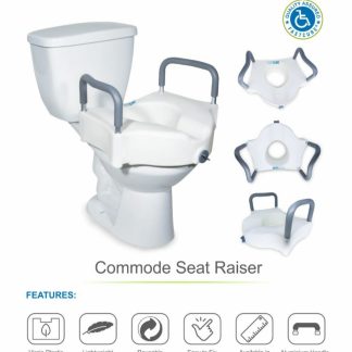commode seat raiser with support handle