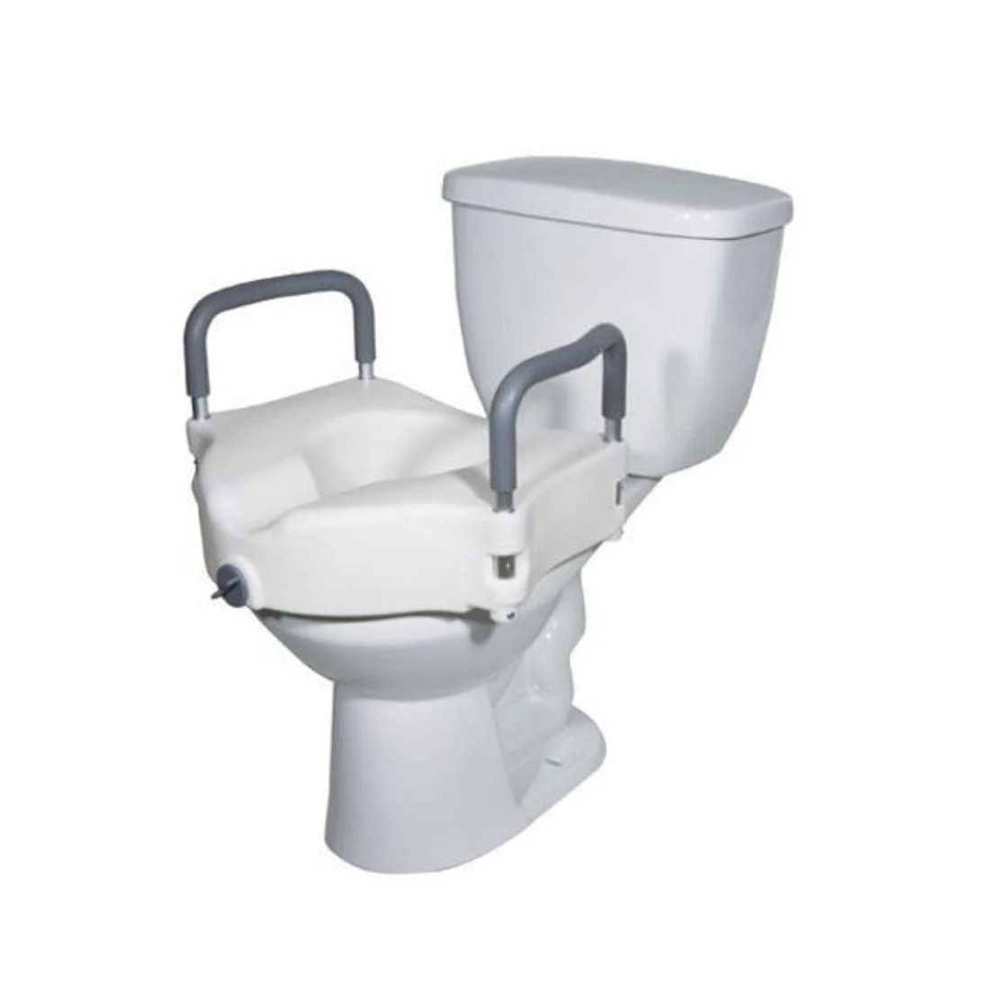 commode seat raiser with support handle
